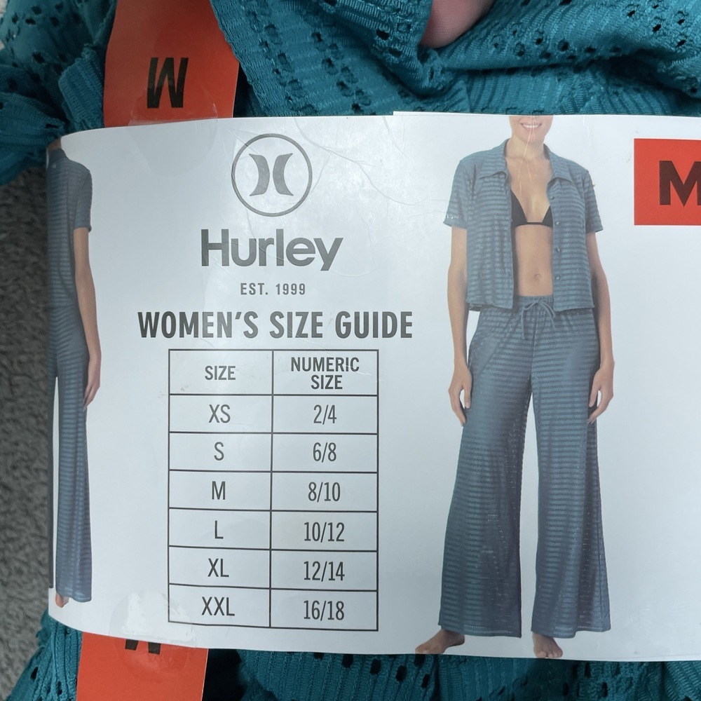 Hurley Women's M Swim Cover-Up Set Teal Crochet H0779 - Picture 4 of 4